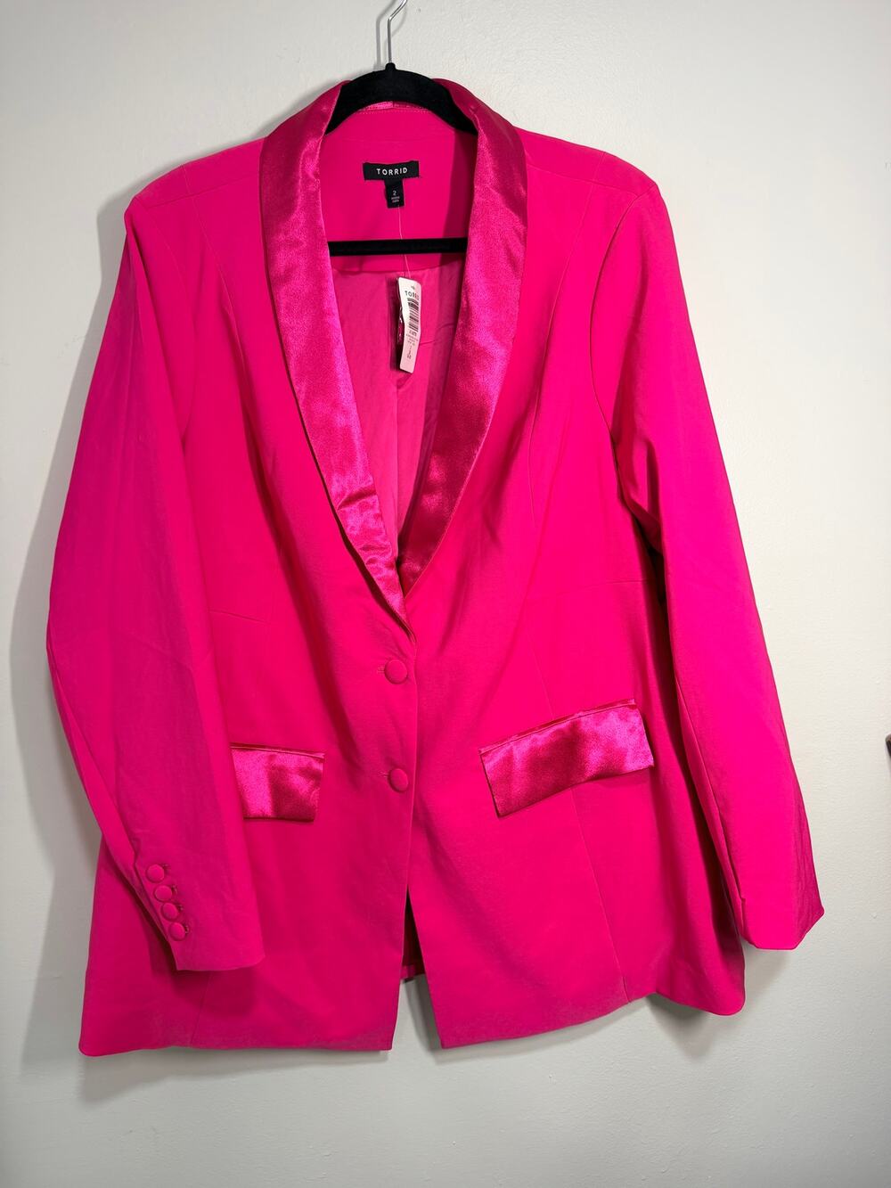 NWT Torrid Studio Refined Crepe Satin Lapel Blazer Pink 2XL